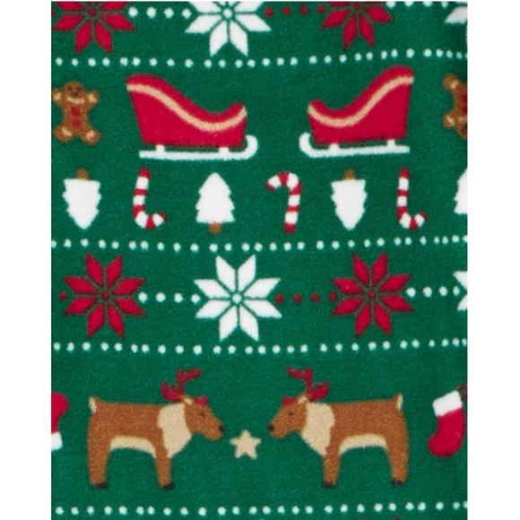 Carter’s Boys Christmas Winter Fair Isle Fleece Footie Pajamas - Picture 2 of 2